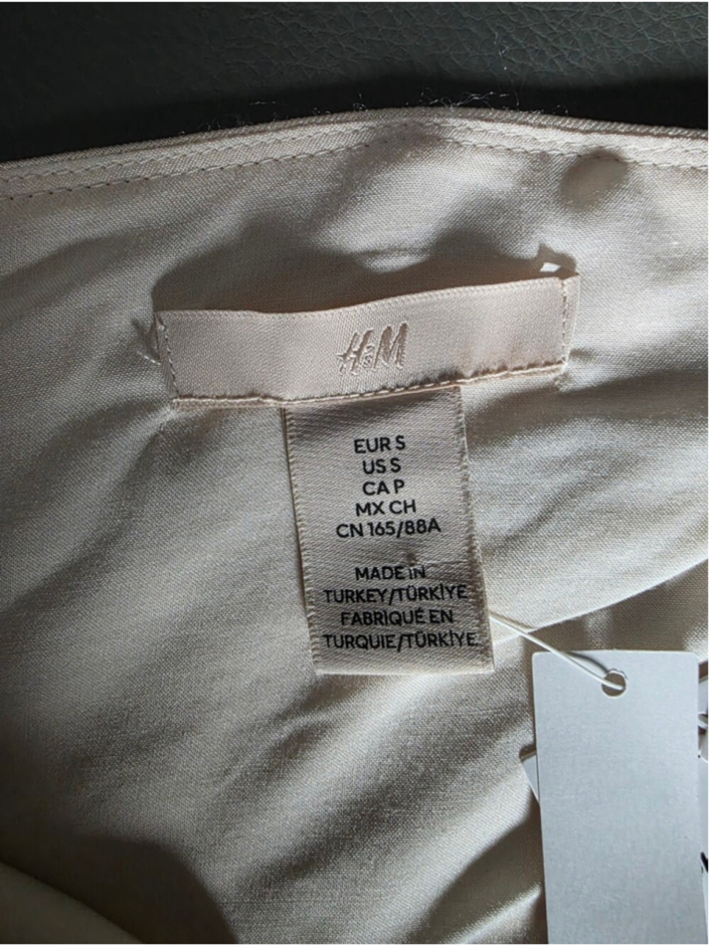 H&M Satin Slip Dress Cream Ivory Ruffle Midi Dress Asymmetrical Hem V Neck S - Picture 10 of 12